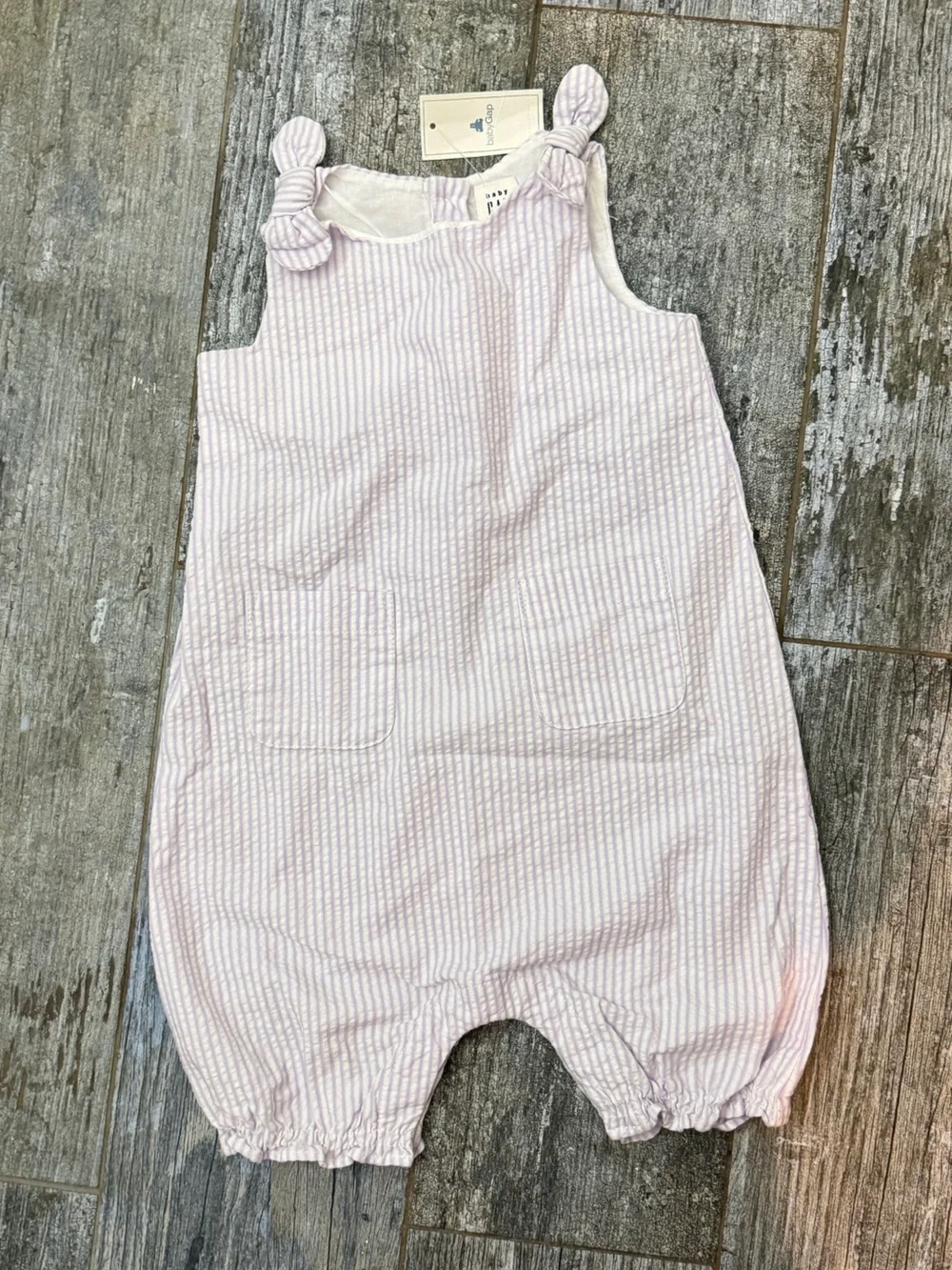 GAP lavender and White Striped Baby Romper